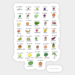 Baby size chart - fruit and veg Sticker